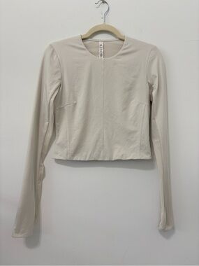 Lululemon Tight-Fit Lined Long-Sleeve Shirt Sz S Bone EUC